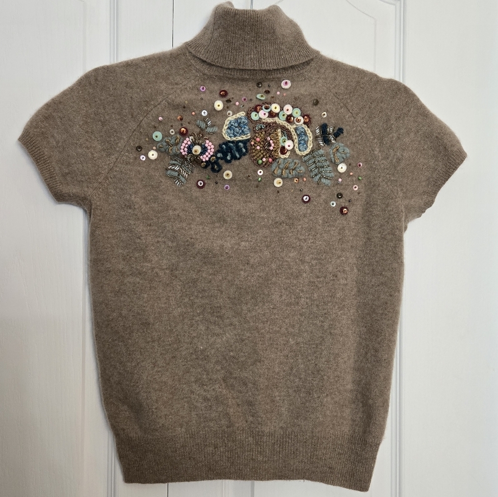 🪅 DTLM Don't Label Me Vintage 100% cashmere short sleeve beads  design sweater